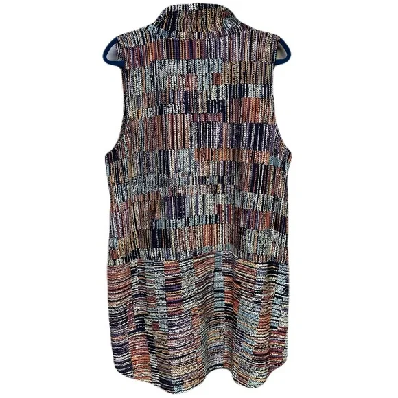 Damee Artsy Patchwork Sleeveless Button-up Tunic with Wire Collar Lagenlook XL - Picture 2 of 15